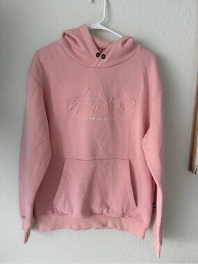 Fox Embroidered Light Pink Hoodie with Kangaroo Pocket